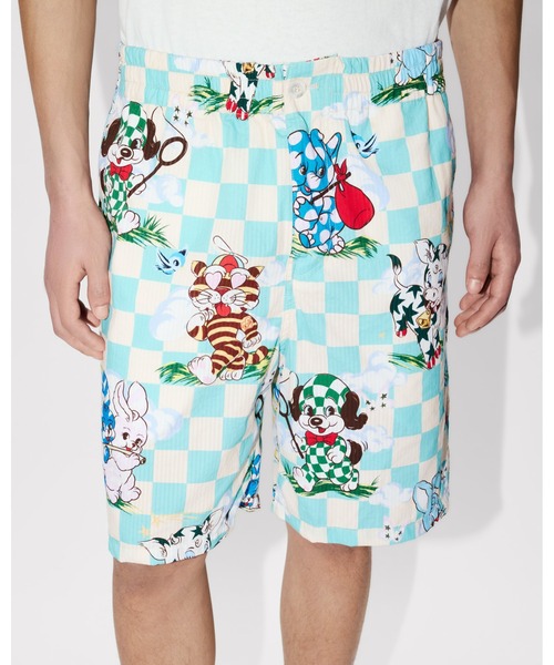KENZO(ケンゾー)の「'KENZO Cartoon' エラスティック ショートパンツ イン コットン シアサッカー(その他パンツ・メンズ・ブルー系その他・MEDIUM/LARGE)」の1枚目の写真