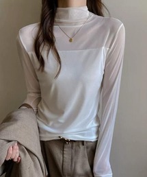 Forcement（フォースメント）の「ほどよい透け感で、こなれコーデシアートップス シアー素材 透け感 レイヤード 重ね着 ジャケットスタイル カジュアルオフィス おしゃれ キレイめ 美スタイル トレンド ストレスフリー お出かけ 韓国風スタイル（Tシャツ/カットソー）」