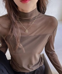 Forcement（フォースメント）の「ほどよい透け感で、こなれコーデシアートップス シアー素材 透け感 レイヤード 重ね着 ジャケットスタイル カジュアルオフィス おしゃれ キレイめ 美スタイル トレンド ストレスフリー お出かけ 韓国風スタイル（Tシャツ/カットソー）」