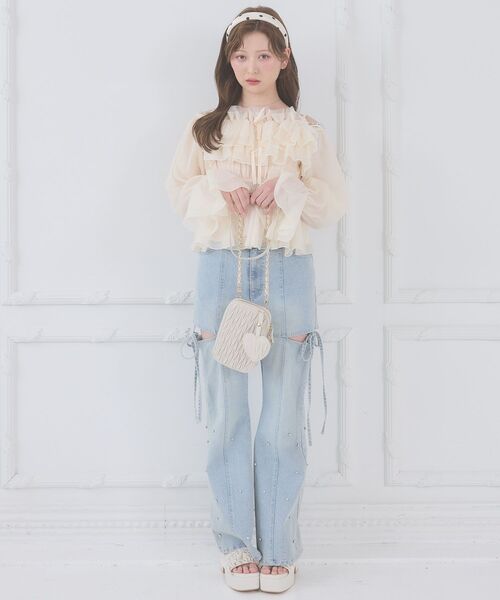 MAJESTIC LEGON(マジェスティックレゴン)の「マルチスマホショルダー(スマホグッズ・レディース・アイボリー/ブラック・FREE)」の6枚目の写真