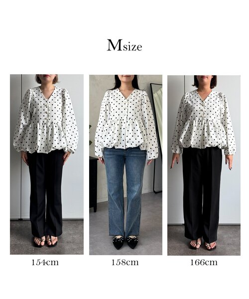 prose verse（プロズヴェール）の「ドットパフスリーブVネックバルーンペプラムブラウス（シャツ/ブラウス・レディース・ブラック/オフホワイト・MEDIUM/LARGE）」の3枚目の写真