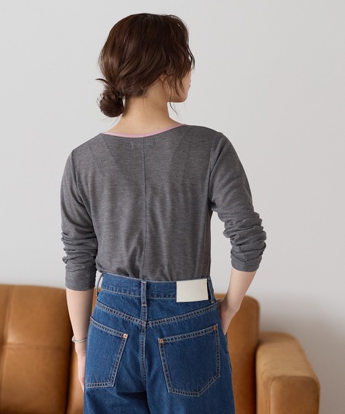 HEART MARKET（ハートマーケット）の「シアーテレコバイカラーロンT（Tシャツ/カットソー・レディース・ブラック/カーキ/ホワイト/チャコール・FREE）」の9枚目の写真
