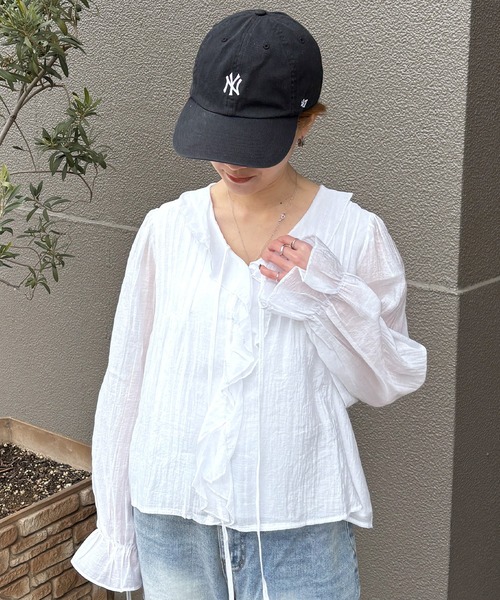 ISOOK(アイスー)の「【ISOOK / アイスー】フロントフリルブラウス / ワッシャー シアーシャツ シアートップス シースルー 長袖 春服 春トップス ホワイト ZOZOTOWN限定(シャツ/ブラウス・レディース・ホワイト・FREE)」の21枚目の写真