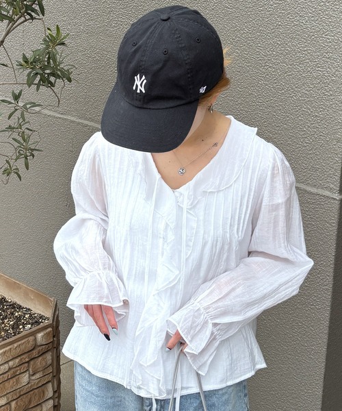 ISOOK(アイスー)の「【ISOOK / アイスー】フロントフリルブラウス / ワッシャー シアーシャツ シアートップス シースルー 長袖 春服 春トップス ホワイト ZOZOTOWN限定(シャツ/ブラウス・レディース・ホワイト・FREE)」の12枚目の写真