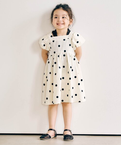 apres les cours（アプレレクール）の「パフスリーブバックリボンワンピース（ワンピース・キッズ・ブラウン/アイボリー・80/140/130/120/110/100/90）」の10枚目の写真