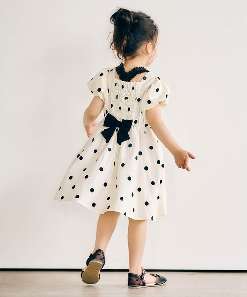 apres les cours（アプレレクール）の「パフスリーブバックリボンワンピース（ワンピース・キッズ・ブラウン/アイボリー・80/140/130/120/110/100/90）」の11枚目の写真