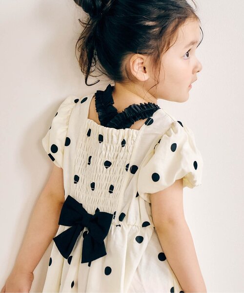 apres les cours（アプレレクール）の「パフスリーブバックリボンワンピース（ワンピース・キッズ・ブラウン/アイボリー・80/140/130/120/110/100/90）」の12枚目の写真
