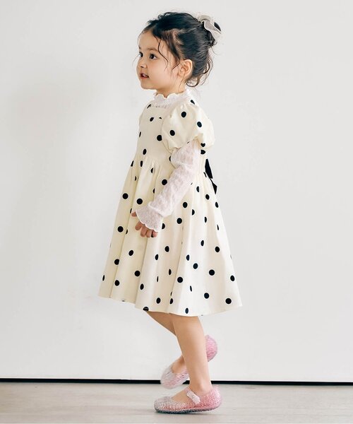 apres les cours（アプレレクール）の「パフスリーブバックリボンワンピース（ワンピース・キッズ・ブラウン/アイボリー・80/140/130/120/110/100/90）」の13枚目の写真