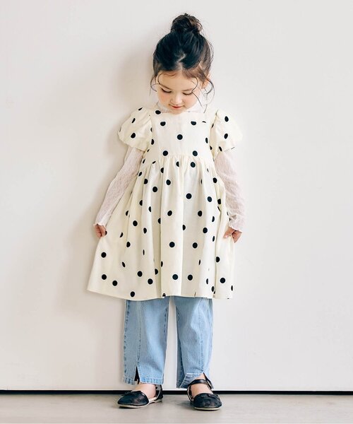 apres les cours（アプレレクール）の「パフスリーブバックリボンワンピース（ワンピース・キッズ・ブラウン/アイボリー・80/140/130/120/110/100/90）」の14枚目の写真