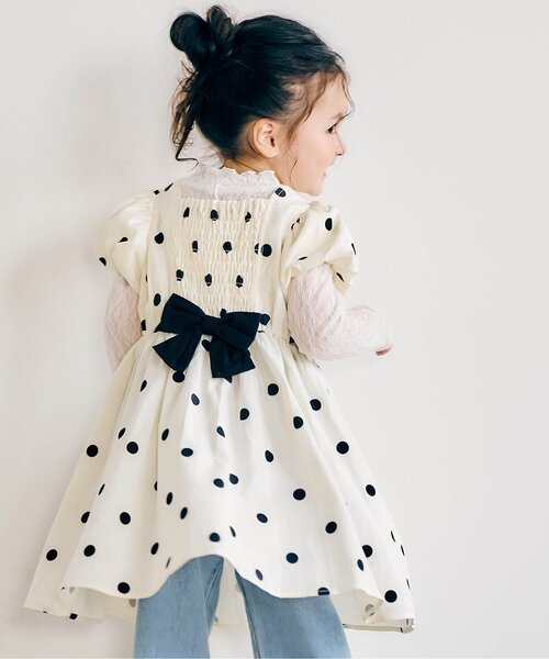 apres les cours（アプレレクール）の「パフスリーブバックリボンワンピース（ワンピース・キッズ・ブラウン/アイボリー・80/140/130/120/110/100/90）」の15枚目の写真