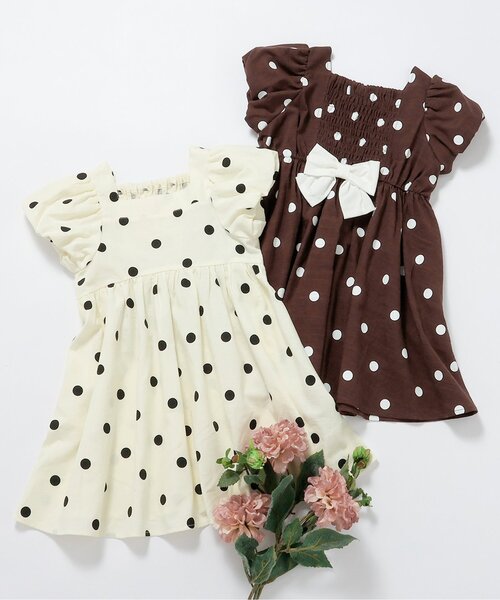 apres les cours（アプレレクール）の「パフスリーブバックリボンワンピース（ワンピース・キッズ・ブラウン/アイボリー・80/140/130/120/110/100/90）」の16枚目の写真