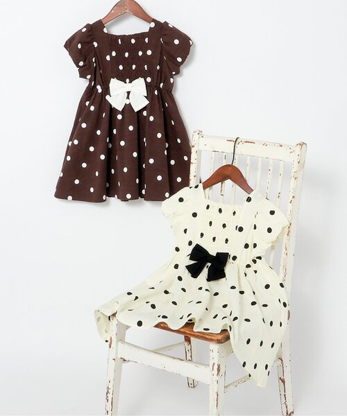 apres les cours（アプレレクール）の「パフスリーブバックリボンワンピース（ワンピース・キッズ・ブラウン/アイボリー・80/140/130/120/110/100/90）」の17枚目の写真