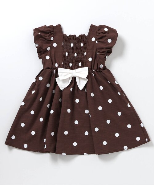 apres les cours（アプレレクール）の「パフスリーブバックリボンワンピース（ワンピース・キッズ・ブラウン/アイボリー・80/140/130/120/110/100/90）」の18枚目の写真
