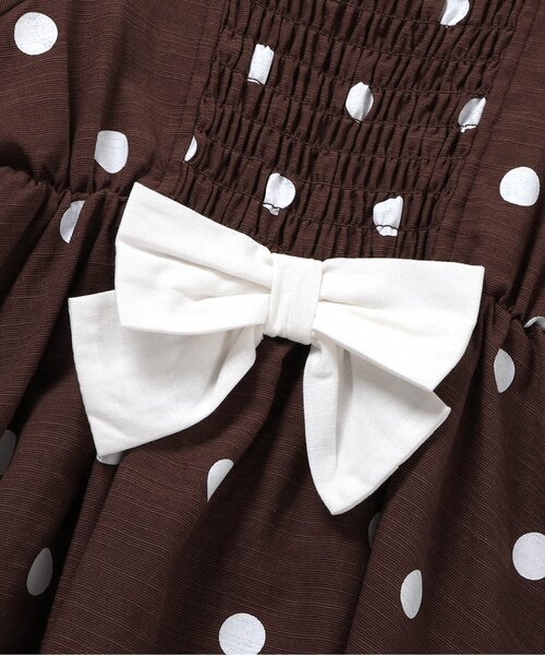 apres les cours（アプレレクール）の「パフスリーブバックリボンワンピース（ワンピース・キッズ・ブラウン/アイボリー・80/140/130/120/110/100/90）」の3枚目の写真