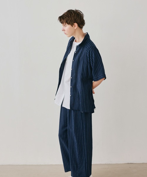 Kelen(ケレン)の「「KELEN / ケレン」リネン混ピンストライプシャツ(シャツ/ブラウス・レディース・ブラウン/ナチュラル/ネイビー・S/M)」の6枚目の写真