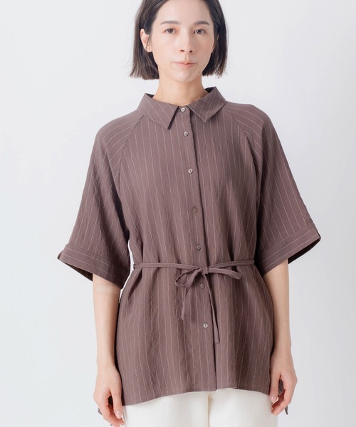 Kelen(ケレン)の「「KELEN / ケレン」リネン混ピンストライプシャツ(シャツ/ブラウス・レディース・ブラウン/ナチュラル/ネイビー・S/M)」の12枚目の写真