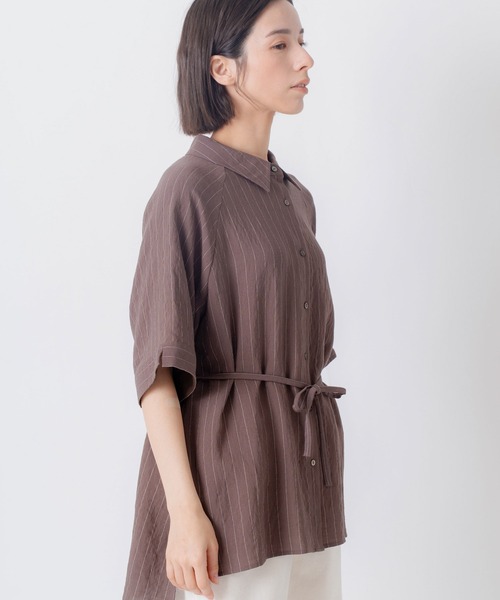 Kelen(ケレン)の「「KELEN / ケレン」リネン混ピンストライプシャツ(シャツ/ブラウス・レディース・ブラウン/ナチュラル/ネイビー・S/M)」の14枚目の写真