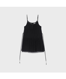 Pleated Chiffon Mini Dress (Black)