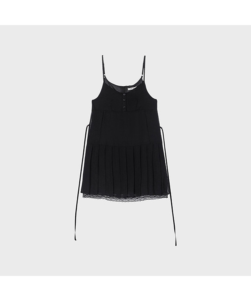 ALKI ALKA(アルキアルカ)の「Pleated Chiffon Mini Dress (Black)(ワンピース・レディース・ブラック・MEDIUM/SMALL/FREE)」の1枚目の写真