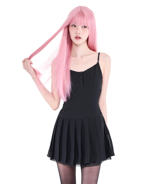 ALKI ALKA(アルキアルカ)の「Pleated Chiffon Mini Dress (Black)(ワンピース・レディース・ブラック・MEDIUM/SMALL/FREE)」の2枚目の写真