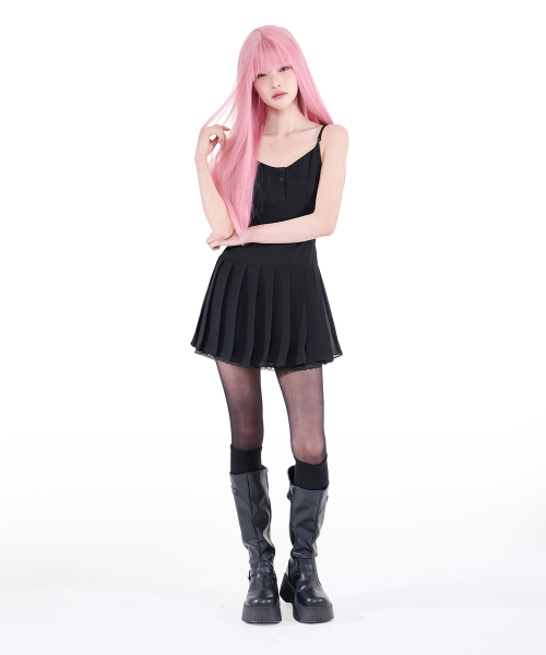 ALKI ALKA(アルキアルカ)の「Pleated Chiffon Mini Dress (Black)(ワンピース・レディース・ブラック・MEDIUM/SMALL/FREE)」の4枚目の写真