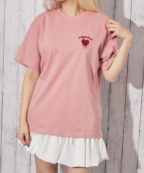 GORGE(ゴージ)の「《ワンポイントハート刺繍》Tシャツ/カジュアル×Y2K/春夏/全4色(Tシャツ/カットソー・レディース・オフホワイト/ピンク/ブラック/オートミール・F)」の5枚目の写真