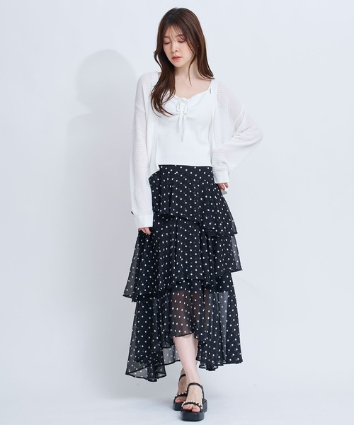 NOELA(ノエラ)の「フリルティアードスカート(スカート・レディース・ブラック/ベージュ/サックスブルー・S/M)」の7枚目の写真