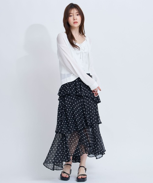 NOELA(ノエラ)の「フリルティアードスカート(スカート・レディース・ブラック/ベージュ/サックスブルー・S/M)」の8枚目の写真