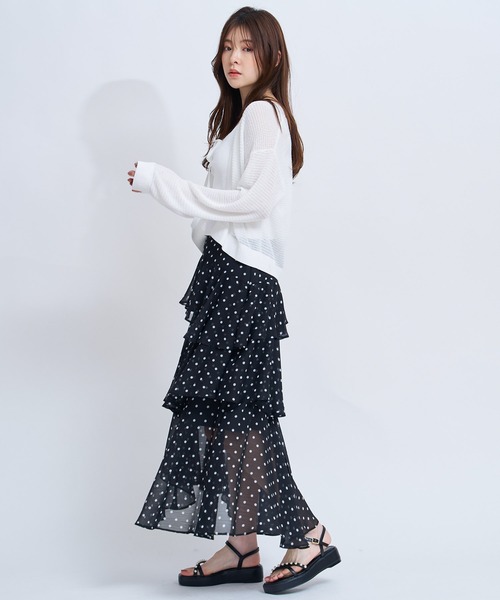 NOELA(ノエラ)の「フリルティアードスカート(スカート・レディース・ブラック/ベージュ/サックスブルー・S/M)」の9枚目の写真