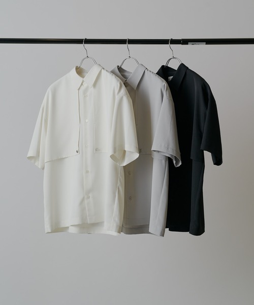 Lui's（ルイス）の「【Neucon】GUN FLAP OVER SHIRT / ガンフラップ半袖オーバーシャツ（シャツ/ブラウス・メンズ・ホワイト/ライトグレー/ブラック・1/2）」の18枚目の写真