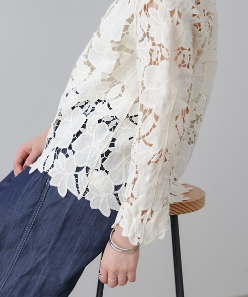 Bou Jeloud(ブージュルード)の「ケミカルレースブラウス(シャツ/ブラウス・レディース・ブラック/オフホワイト・FREE)」の4枚目の写真