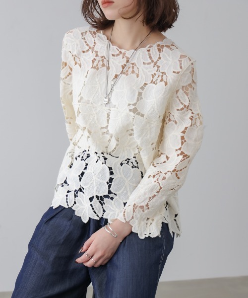 Bou Jeloud(ブージュルード)の「ケミカルレースブラウス(シャツ/ブラウス・レディース・ブラック/オフホワイト・FREE)」の5枚目の写真