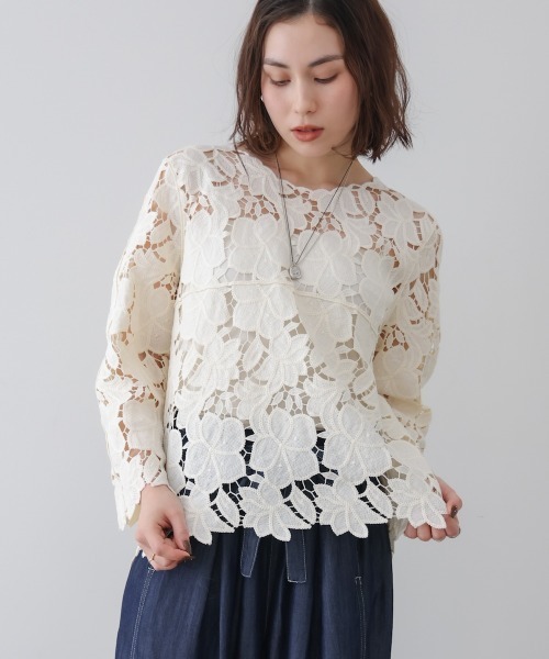 Bou Jeloud(ブージュルード)の「ケミカルレースブラウス(シャツ/ブラウス・レディース・ブラック/オフホワイト・FREE)」の7枚目の写真