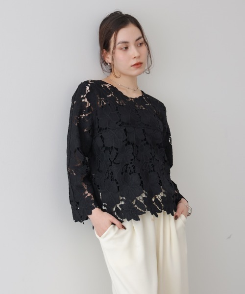 Bou Jeloud(ブージュルード)の「ケミカルレースブラウス(シャツ/ブラウス・レディース・ブラック/オフホワイト・FREE)」の20枚目の写真