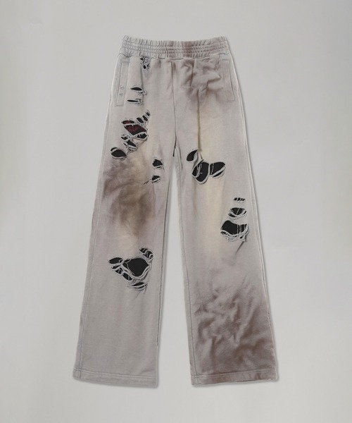 forget-me-nots(フォーゲットミーノッツ)の「DAMAGED OVERLAY SWEATPANTS LR253TPAWP01(その他パンツ・レディース・グレー/ブラック・1)」の2枚目の写真