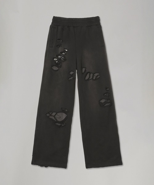 forget-me-nots(フォーゲットミーノッツ)の「DAMAGED OVERLAY SWEATPANTS LR253TPAWP01(その他パンツ・レディース・グレー/ブラック・1)」の1枚目の写真