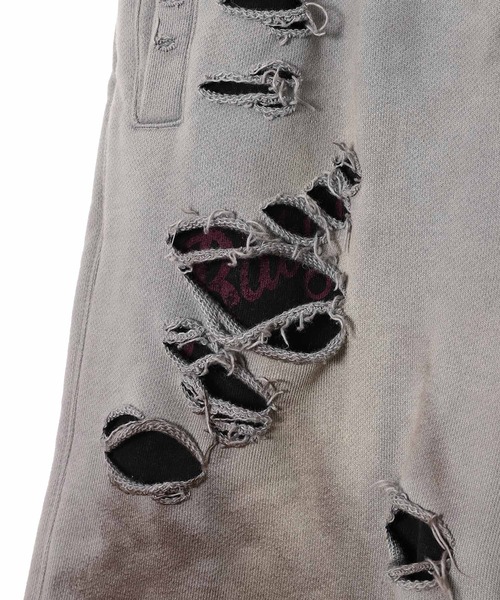 forget-me-nots(フォーゲットミーノッツ)の「DAMAGED OVERLAY SWEATPANTS LR253TPAWP01(その他パンツ・レディース・グレー/ブラック・1)」の6枚目の写真