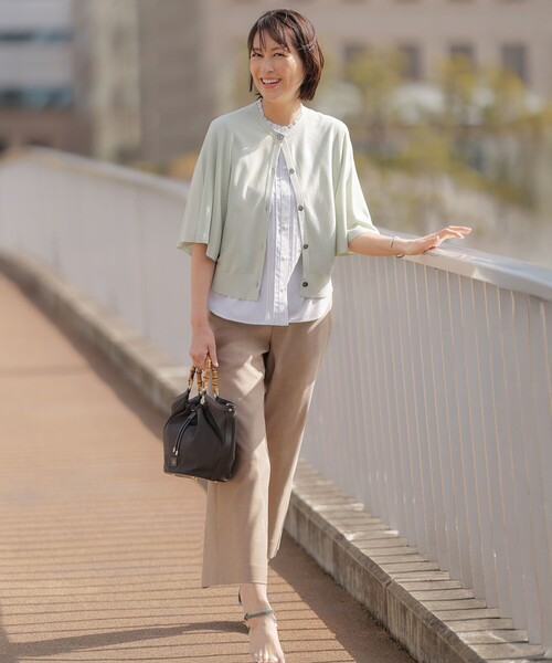 J.PRESS(ジェイプレス)の「FLAXASAオックス ワイド ストレート パンツ(その他パンツ・レディース・グレー系/黄土色系/ネイビー系・7/11/9)」の4枚目の写真