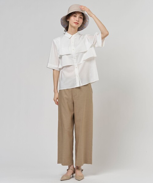 J.PRESS(ジェイプレス)の「FLAXASAオックス ワイド ストレート パンツ(その他パンツ・レディース・グレー系/黄土色系/ネイビー系・7/11/9)」の11枚目の写真