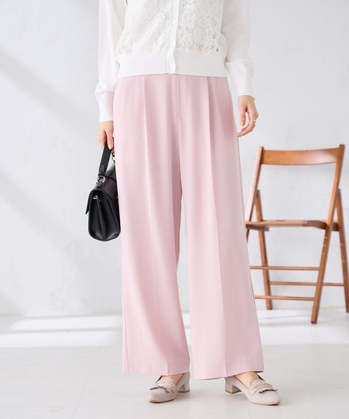 a.v.v（アーヴェヴェ）の「［支持率NO.1/接触冷感/速乾/UVカット/イージーケア］スッキリ見えワイドパンツ（スラックス・レディース・ネイビー/ライトピンク/ブラック/グレイッシュベージュ・MEDIUM/SMALL/LARGE/X-SMALL/X-LARGE）」の5枚目の写真