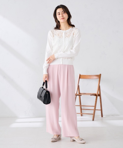 a.v.v（アーヴェヴェ）の「［支持率NO.1/接触冷感/速乾/UVカット/イージーケア］スッキリ見えワイドパンツ（スラックス・レディース・ネイビー/ライトピンク/ブラック/グレイッシュベージュ・MEDIUM/SMALL/LARGE/X-SMALL/X-LARGE）」の8枚目の写真