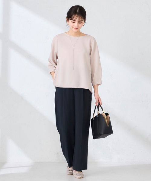 a.v.v（アーヴェヴェ）の「［支持率NO.1/接触冷感/速乾/UVカット/イージーケア］スッキリ見えワイドパンツ（スラックス・レディース・ネイビー/ライトピンク/ブラック/グレイッシュベージュ・MEDIUM/SMALL/LARGE/X-SMALL/X-LARGE）」の17枚目の写真