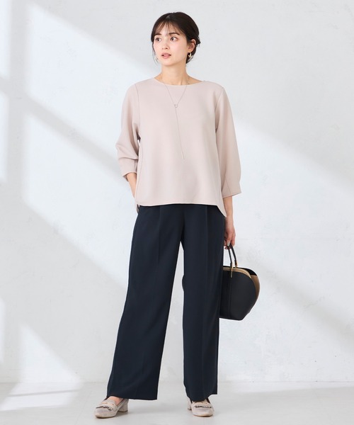 a.v.v（アーヴェヴェ）の「［支持率NO.1/接触冷感/速乾/UVカット/イージーケア］スッキリ見えワイドパンツ（スラックス・レディース・ネイビー/ライトピンク/ブラック/グレイッシュベージュ・MEDIUM/SMALL/LARGE/X-SMALL/X-LARGE）」の18枚目の写真