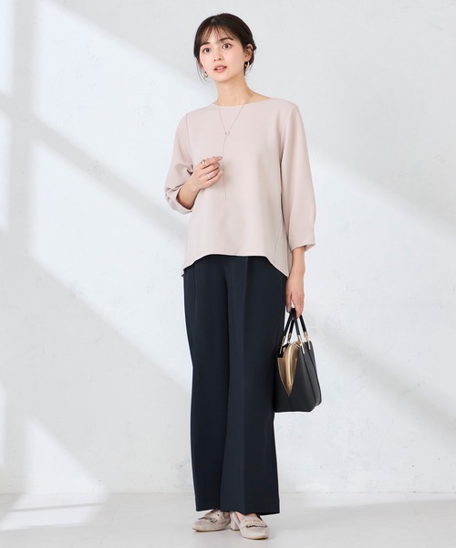 a.v.v（アーヴェヴェ）の「［支持率NO.1/接触冷感/速乾/UVカット/イージーケア］スッキリ見えワイドパンツ（スラックス・レディース・ネイビー/ライトピンク/ブラック/グレイッシュベージュ・MEDIUM/SMALL/LARGE/X-SMALL/X-LARGE）」の19枚目の写真