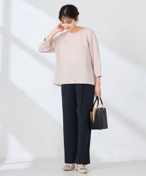 a.v.v（アーヴェヴェ）の「［支持率NO.1/接触冷感/速乾/UVカット/イージーケア］スッキリ見えワイドパンツ（スラックス・レディース・ネイビー/ライトピンク/ブラック/グレイッシュベージュ・MEDIUM/SMALL/LARGE/X-SMALL/X-LARGE）」の20枚目の写真