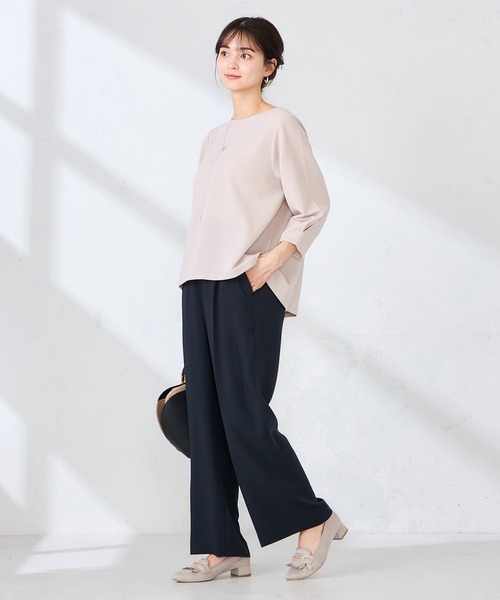 a.v.v（アーヴェヴェ）の「［支持率NO.1/接触冷感/速乾/UVカット/イージーケア］スッキリ見えワイドパンツ（スラックス・レディース・ネイビー/ライトピンク/ブラック/グレイッシュベージュ・MEDIUM/SMALL/LARGE/X-SMALL/X-LARGE）」の21枚目の写真