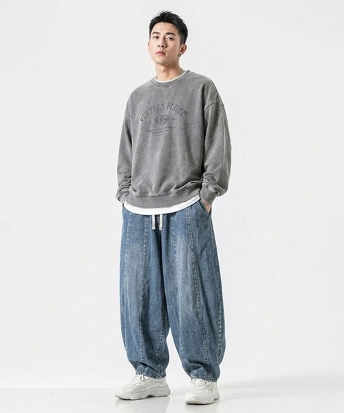 At Marvelous(アットマーベラス)の「ワイドバルーンデニムパンツ テーパード ボトムス(デニムパンツ・メンズ・ブルー/ネイビー・XL/L/XXXL/XXL)」の2枚目の写真