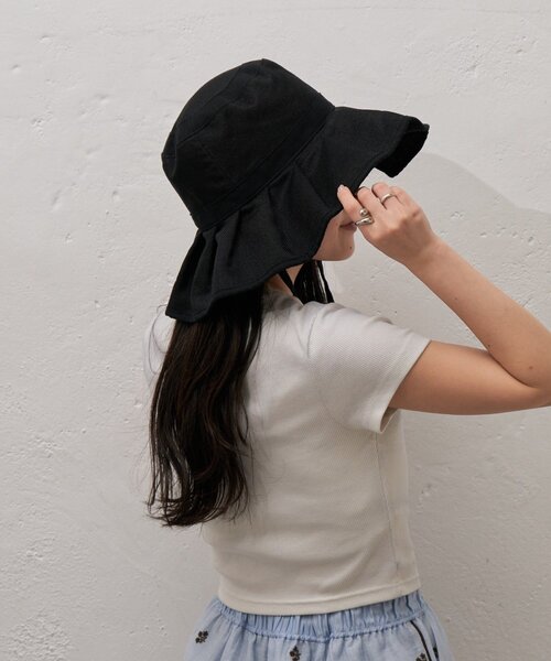 CIAOPANIC TYPY（チャオパニックティピー）の「:【UV対応】柔らか配色たためるジュートフリルハット（ハット・レディース・ベージュ/ブラック/ブラウン/レッド・ONE SIZE）」の2枚目の写真