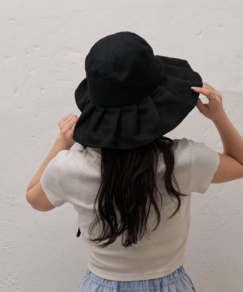 CIAOPANIC TYPY（チャオパニックティピー）の「:【UV対応】柔らか配色たためるジュートフリルハット（ハット・レディース・ベージュ/ブラック/ブラウン/レッド・ONE SIZE）」の5枚目の写真