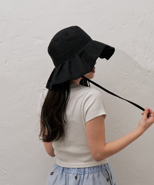 CIAOPANIC TYPY（チャオパニックティピー）の「:【UV対応】柔らか配色たためるジュートフリルハット（ハット・レディース・ベージュ/ブラック/ブラウン/レッド・ONE SIZE）」の6枚目の写真